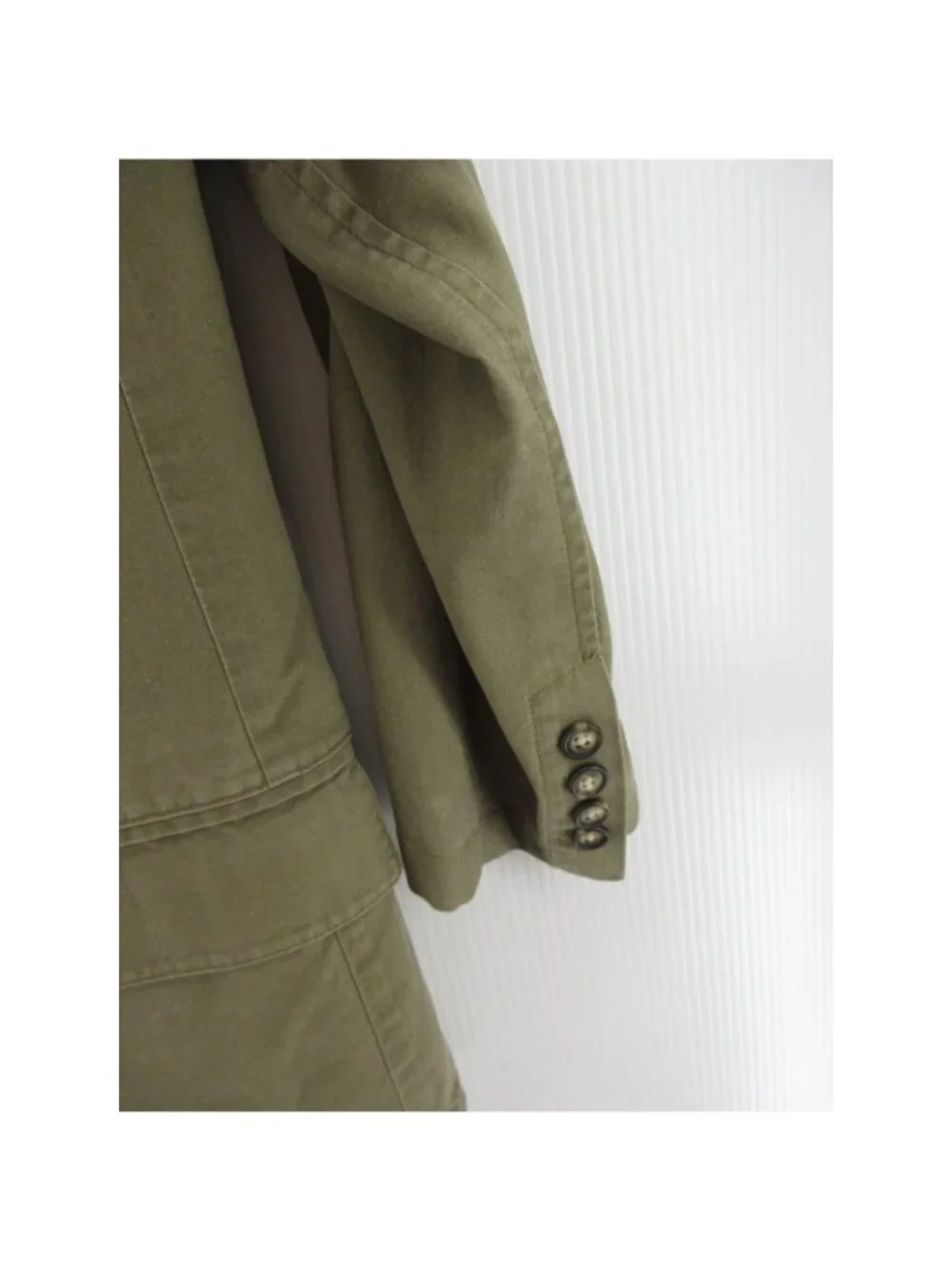 VGT LL Bean Sport Coat 38 Olive Blazer Jacket Safari Utility Canvas